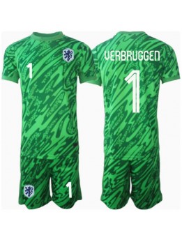 Billige Nederland Bart Verbruggen #1 Keeper Hjemmedraktsett Barn EM 2024 Kortermet (+ Korte bukser)